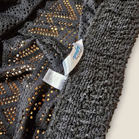 La Vie en Rose Black Sheer Lace Mesh Beach Swim Cover Pants XLarge - Picture 4 of 6